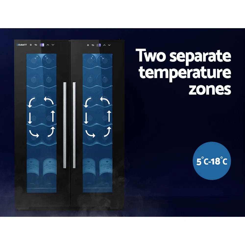 Devanti 24 Bottle Dual Zone Wine Fridge - Black