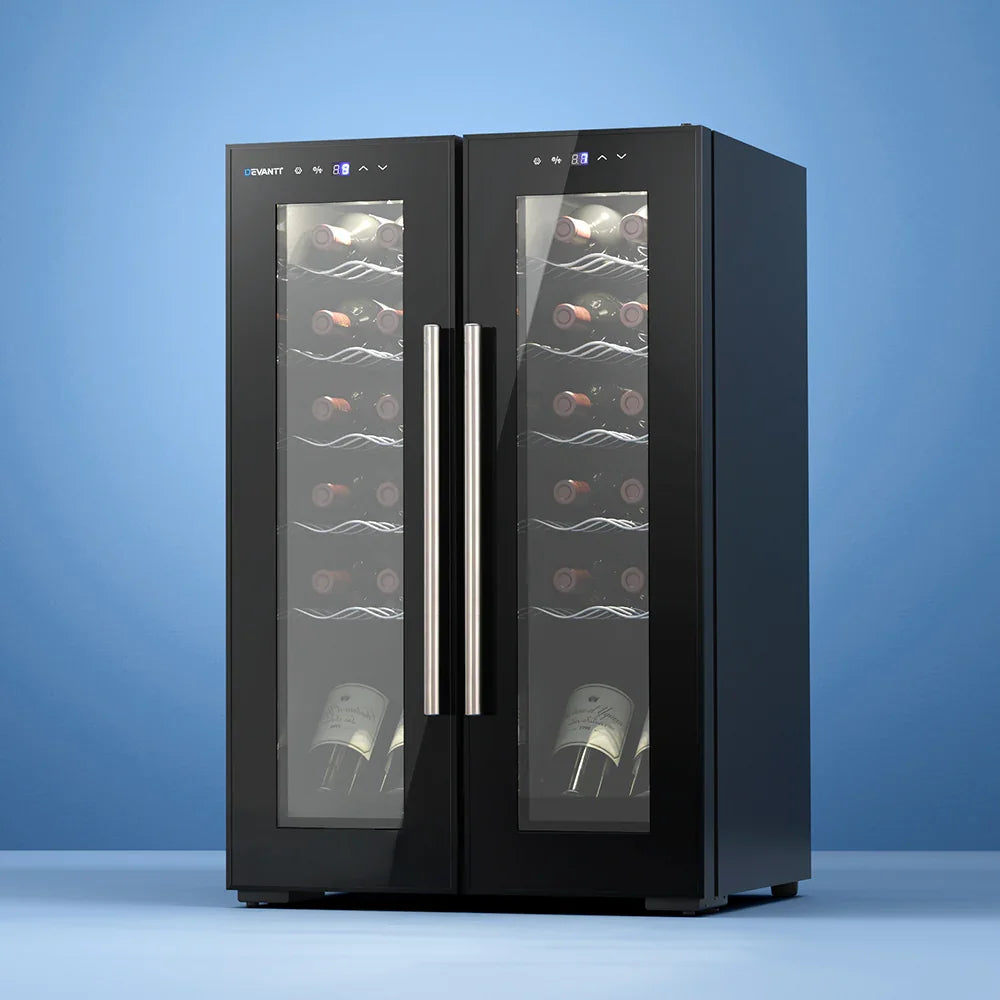 Devanti 24 Bottle Dual Zone Wine Fridge - Black