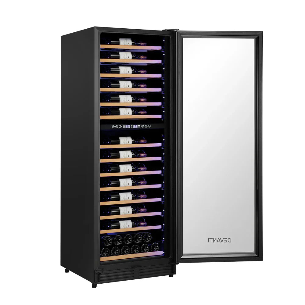 Devanti 128 Bottle Dual Zone Wine Fridge - Black