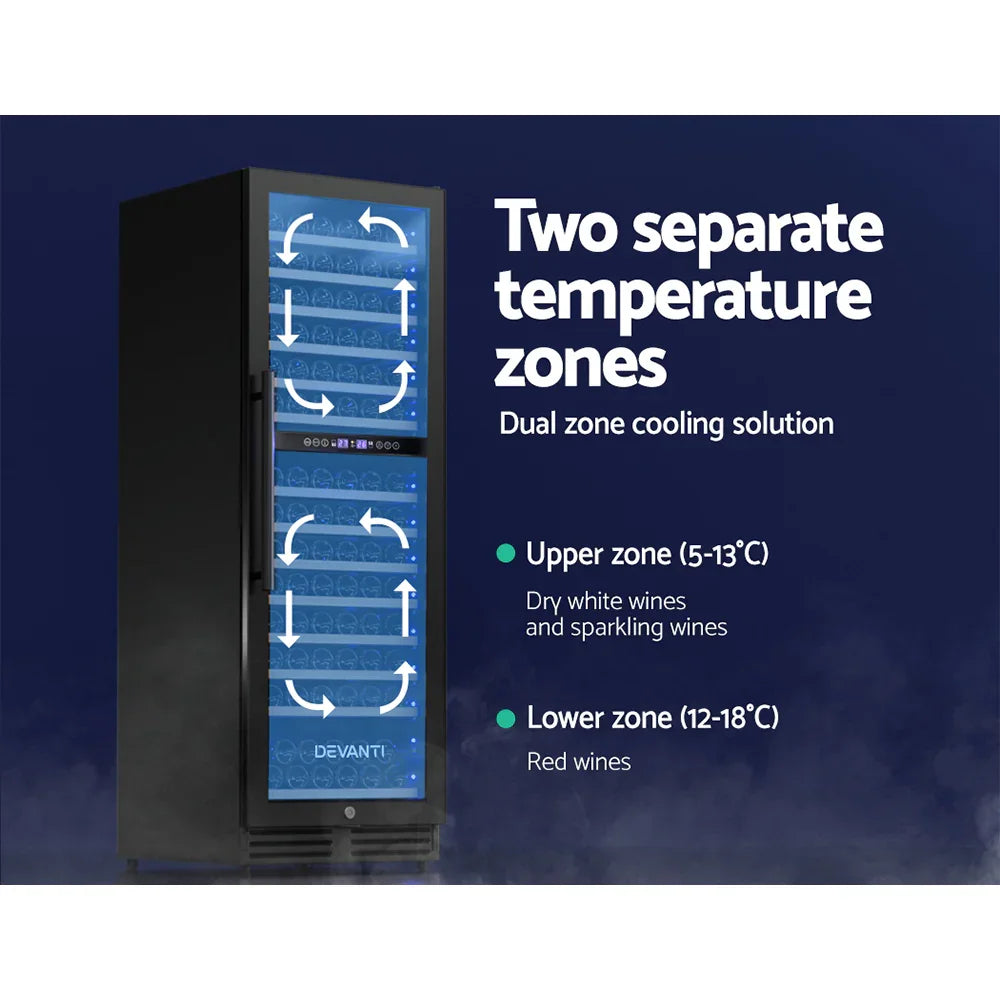Devanti 154 Bottle Dual Zone Wine Fridge - Black