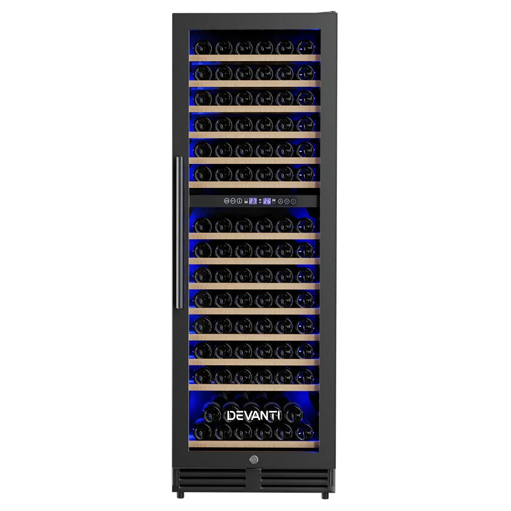 Devanti 154 Bottle Dual Zone Wine Fridge - Black
