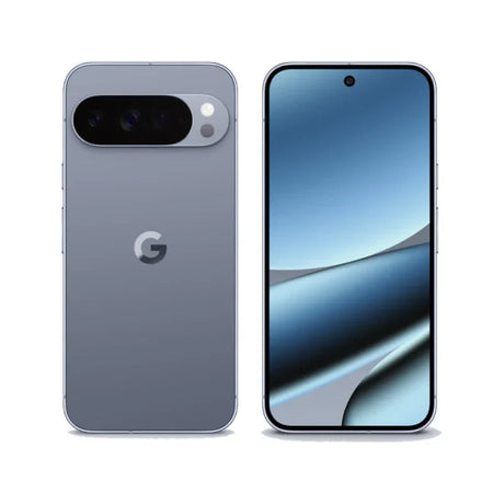 Google Pixel 8 Pro smartphone in Moonstone color showing front display and rear triple camera design