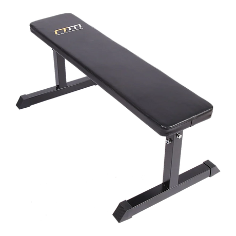 Black adjustable Everfit workout bench with padded seat and backrest for weight training