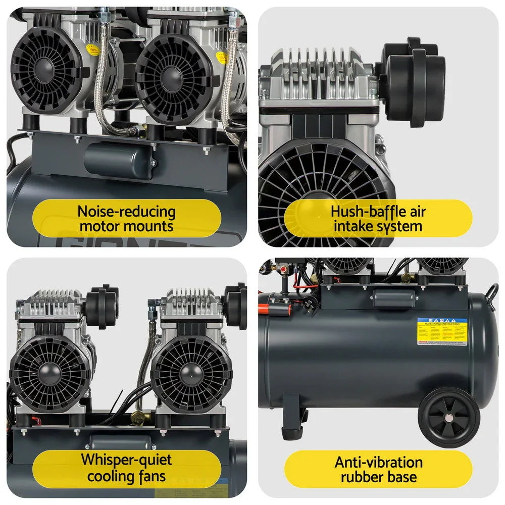Giantz 50L Air Compressor Quiet 3.0HP Oil-Free 200L/Min Portable
