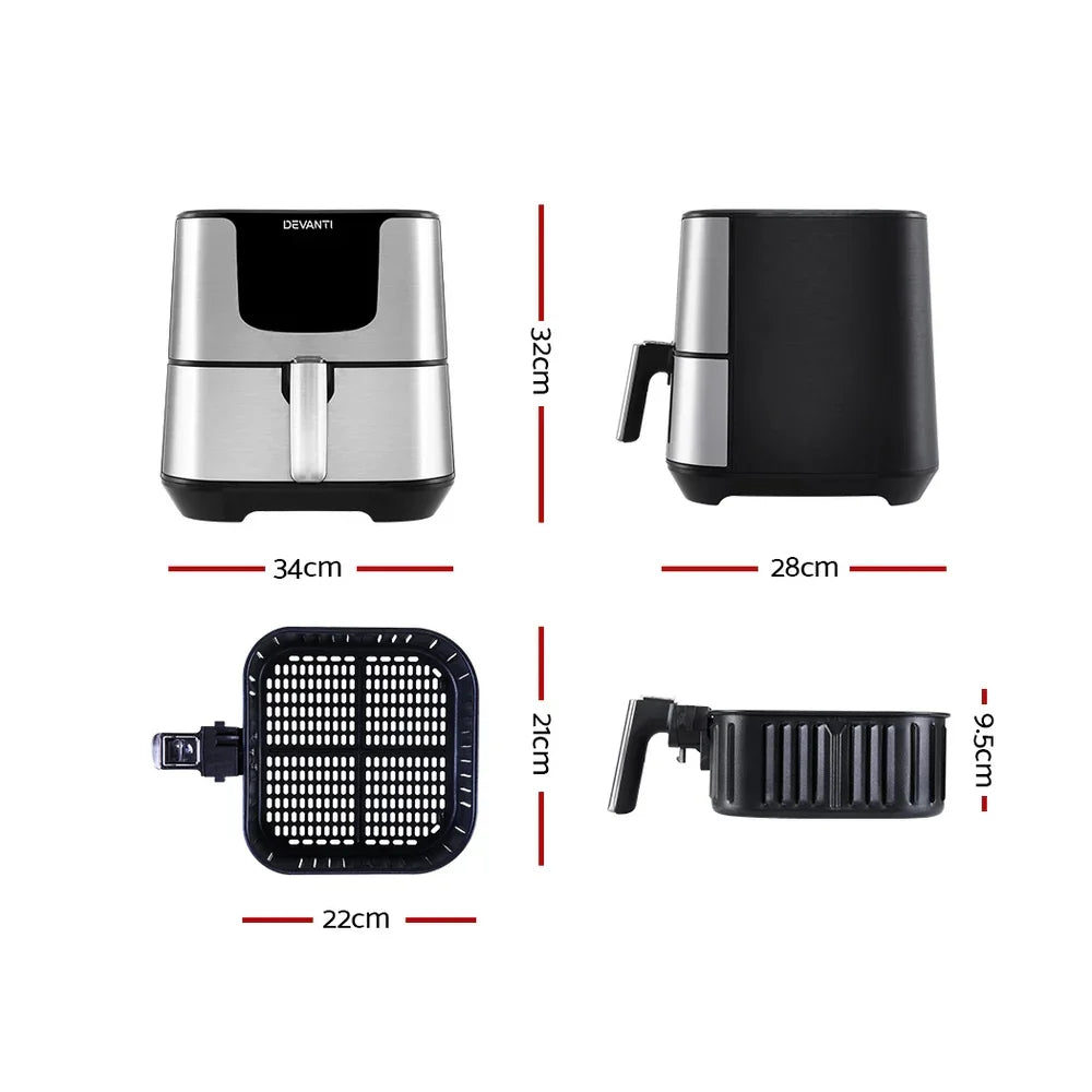 Devanti Air Fryer 7L LCD Fryers Stainless Steel - Flea Market