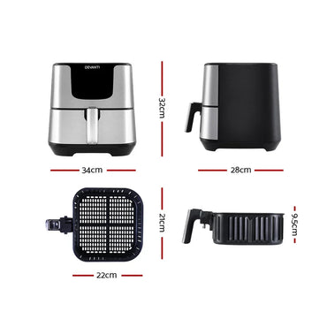 Devanti Air Fryer 7L LCD Fryers Stainless Steel - Flea Market