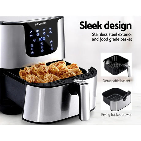 Devanti Air Fryer 7L LCD Fryers Stainless Steel - Flea Market