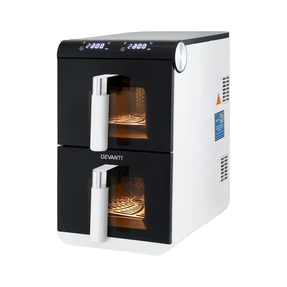 Devanti dual zone air fryer oven with digital display and two pull-out drawers