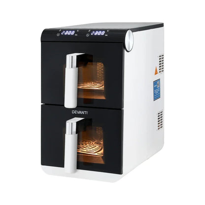 Devanti dual zone air fryer oven with digital display and two pull-out drawers