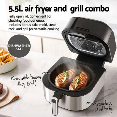Devanti 5.5L Air Fryer & Grill LCD Fryers 1500W - Flea Market