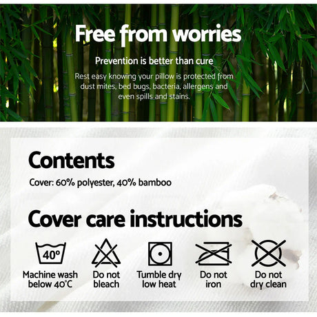 Giselle Bedding Memory Foam Pillow Bamboo Twin Pack - Flea Market