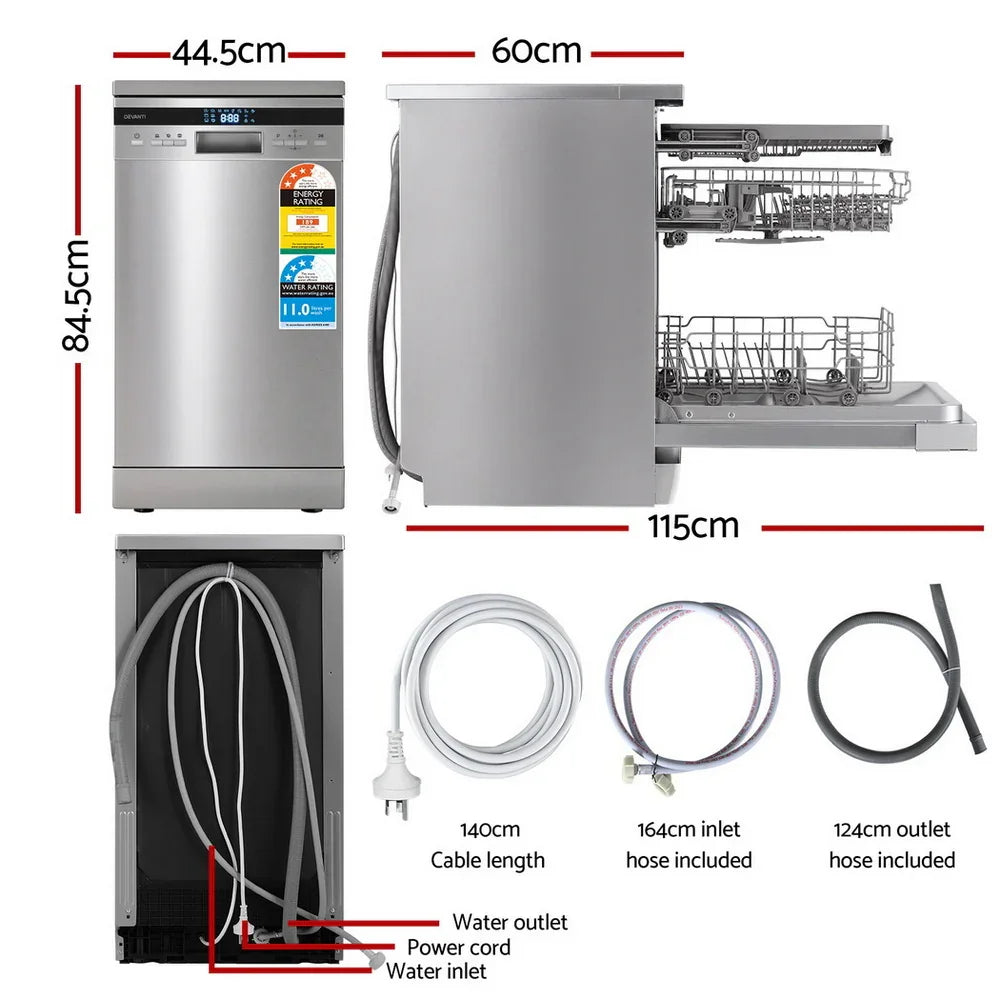 Devanti 10 Place Freestanding Dishwasher - Silver