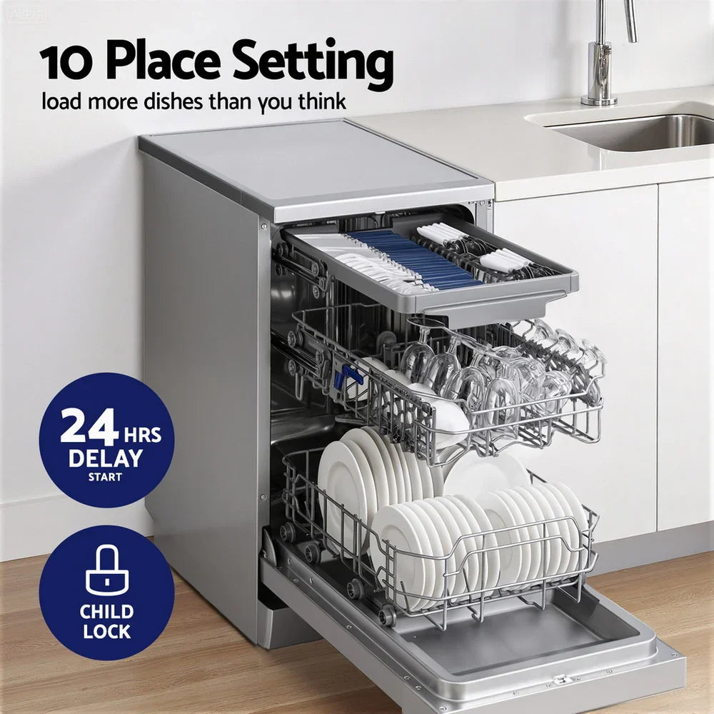 Devanti 10 Place Freestanding Dishwasher - Silver