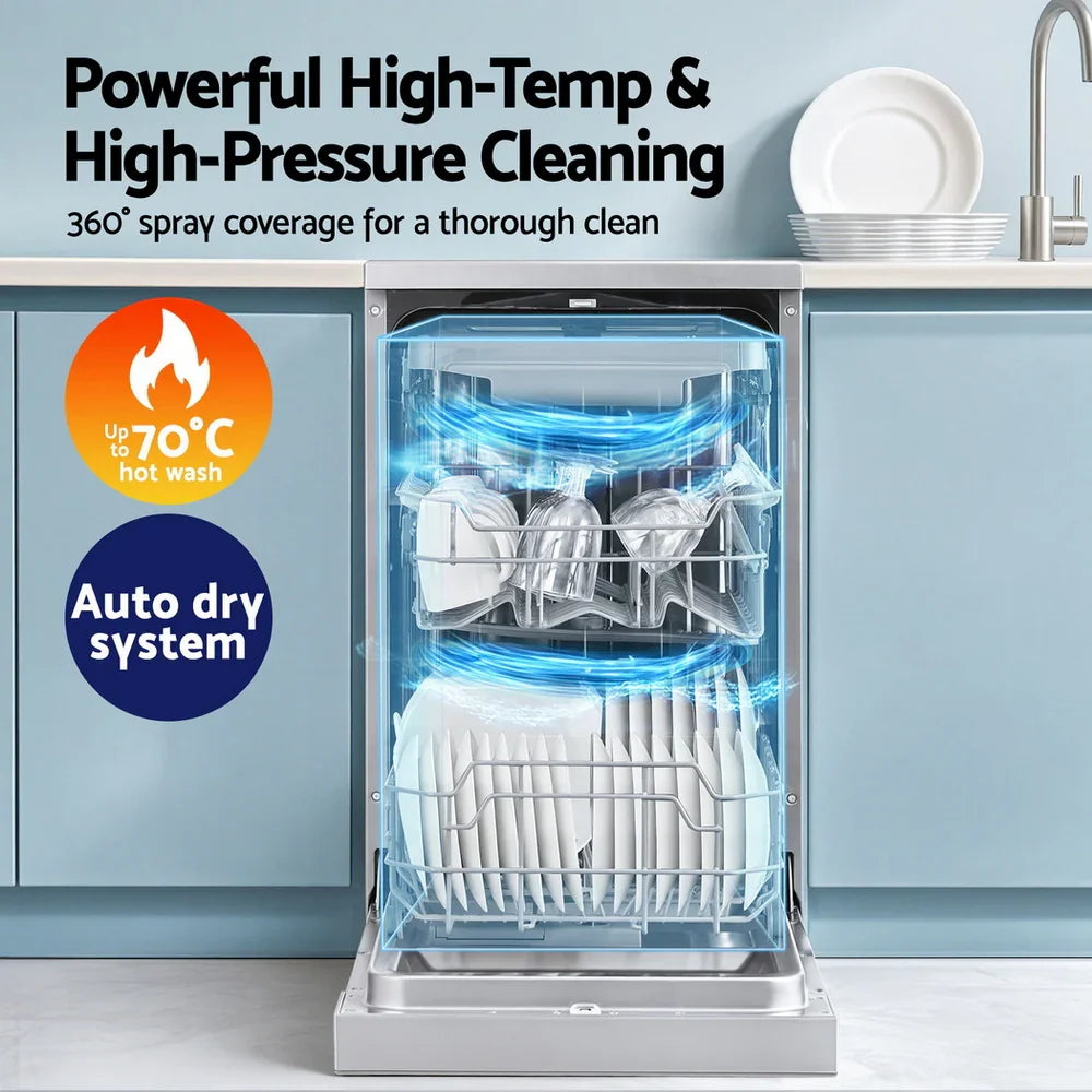 Devanti 10 Place Freestanding Dishwasher - Silver