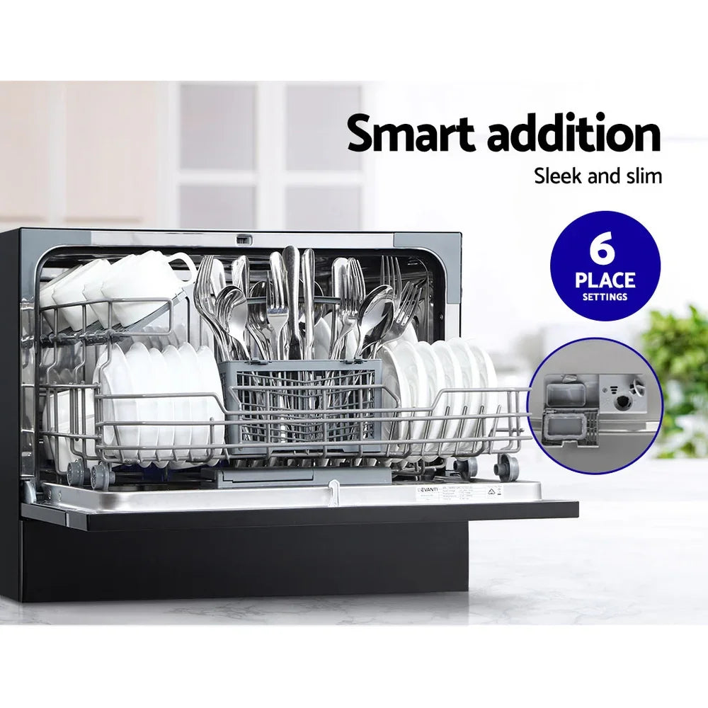 Devanti 6 Place Benchtop Dishwasher - Black