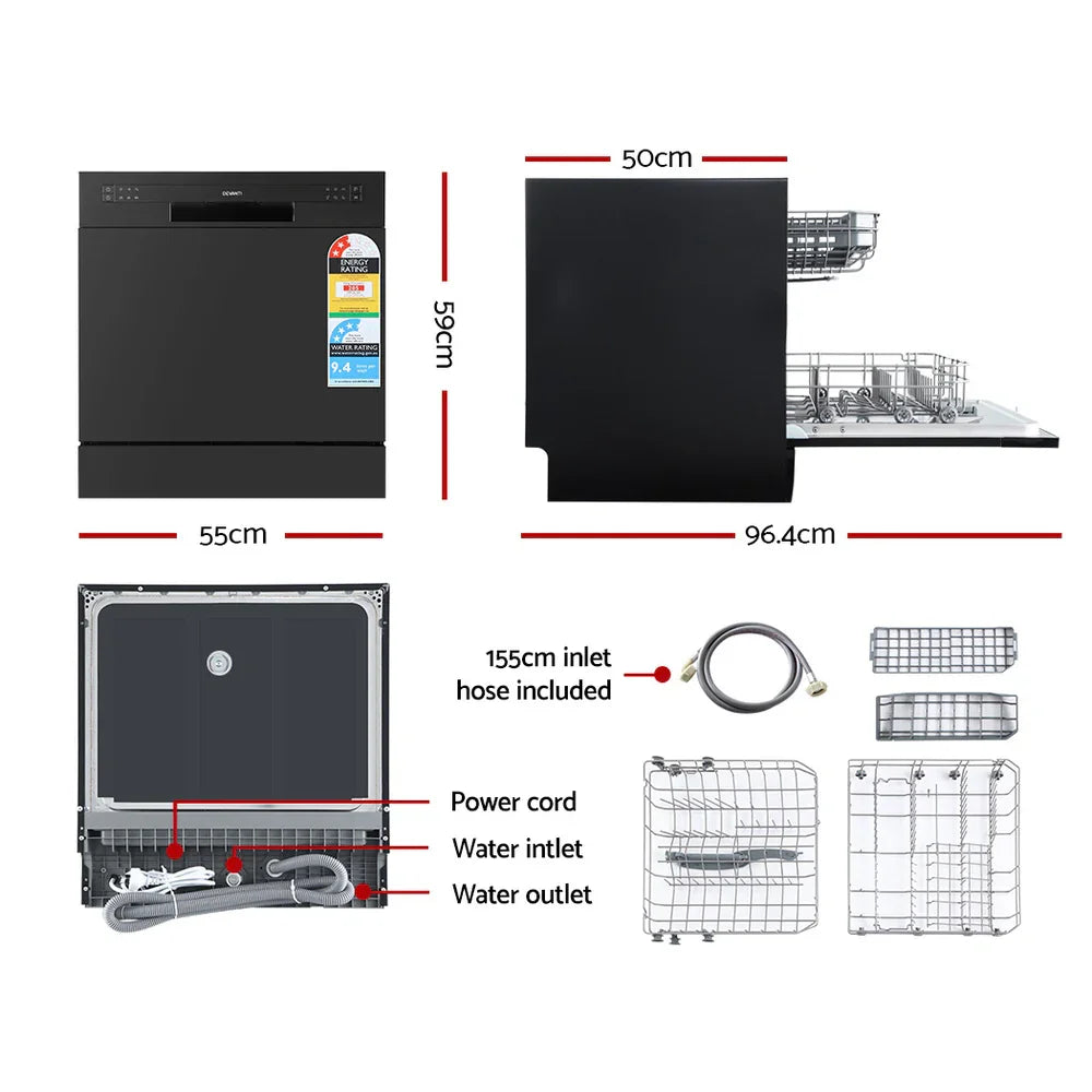 Devanti 8 Place Benchtop Dishwasher - Black