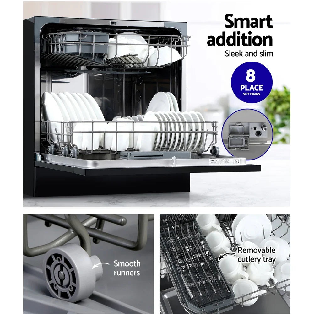 Devanti 8 Place Benchtop Dishwasher - Black