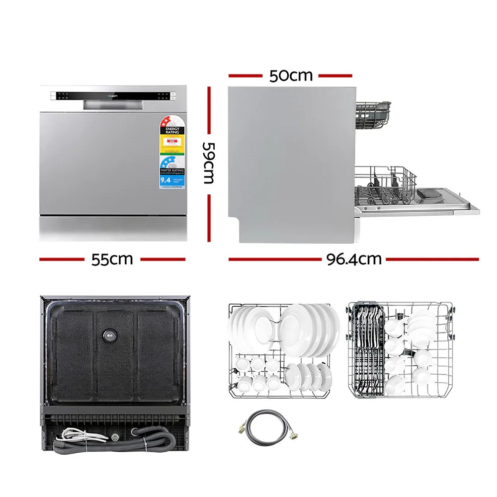 Devanti 8 Place Benchtop Dishwasher - Silver
