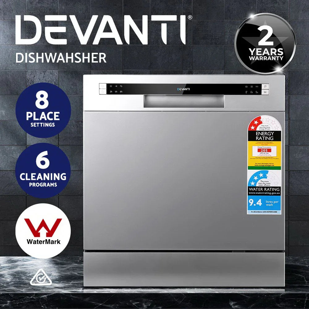 Devanti 8 Place Benchtop Dishwasher - Silver