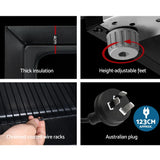 Devanti 115L Bar Fridge Glass Door with LED Light - Black