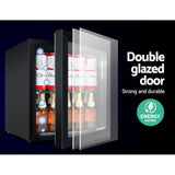 Devanti 46L Bar Fridge Glass Door - Black