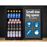 Devanti 98L Bar Fridge Glass Door with Freezer - Black