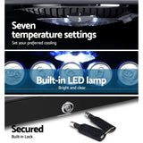 Devanti 98L Bar Fridge Glass Door with Freezer - Black