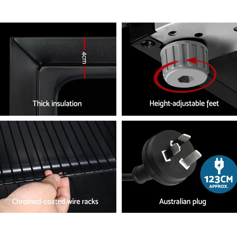 Devanti 98L Bar Fridge Glass Door with Freezer - Black