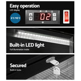 Devanti 198L Bar Fridge Dual Glass Door with LED Light - Black