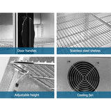 Devanti 198L Bar Fridge Dual Glass Door with LED Light - Black