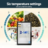 Devanti 105L Bar Fridge Glass Door - Black