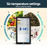 Devanti 78L Bar Fridge Glass Door - Black