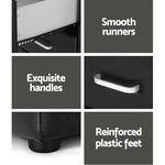 Bedside table features close-up with smooth runners, exquisite handles, reinforced plastic feet