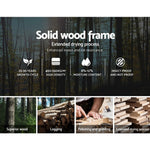 Solid wood frame benefits with icons and images of superior wood, logging, polishing, and drying process
