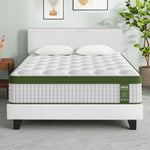 Double Bed Frame & Hybrid Mattress Bundle White - Artiss with Headboard