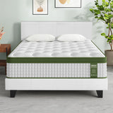 Double Bed Frame & Hybrid Mattress Bundle White - Artiss with Headboard