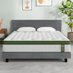 King Bed Frame & Hybrid Mattress Bundle Grey - Artiss with Headboard