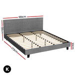 King Bed Frame & Hybrid Mattress Bundle Grey - Artiss with Headboard
