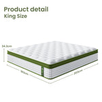 King Bed Frame & Hybrid Mattress Bundle Grey - Artiss with Headboard