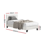 Single Bed Frame & Hybrid Mattress Bundle White - Artiss with Headboard