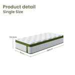 Single Bed Frame & Hybrid Mattress Bundle White - Artiss with Headboard