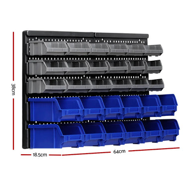 Giantz 30 Storage Bin Rack Wall Mounted - Flea Market