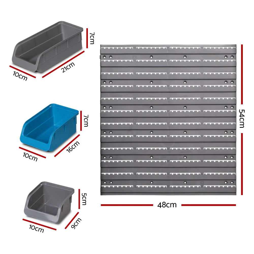 Giantz 48 Storage Bin Rack Wall Mounted Steel Board - Flea Market