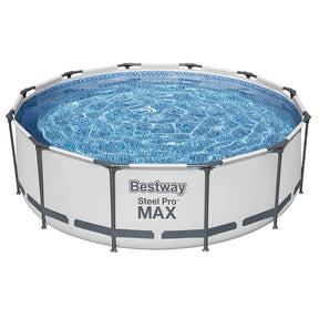 Bestway Steel Pro MAX above ground round swimming pool with steel frame and blue water