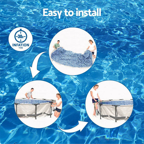 Easy to install inflatable above ground pool with step-by-step setup instructions