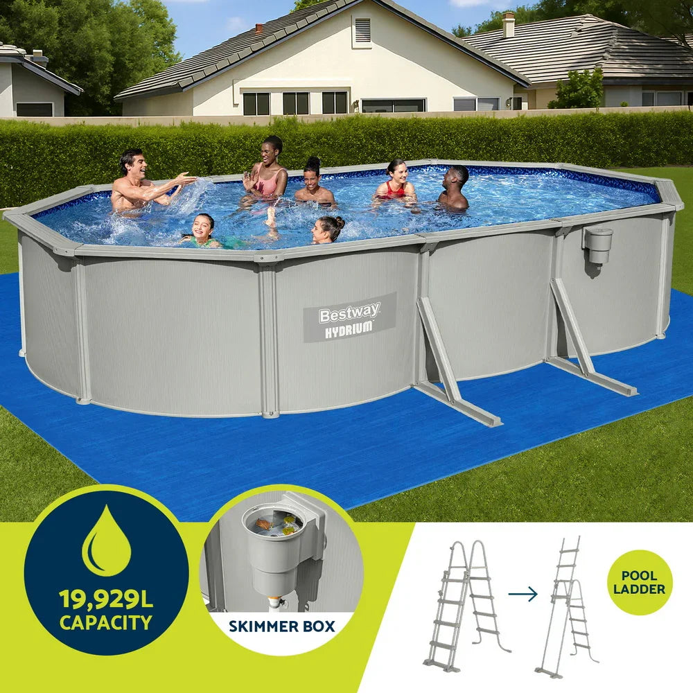 Bestway 610x366cm Steel Frame Oval Pool - 16015L with Filter & Ladder