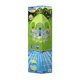 Bestway outdoor kids pool with green canopy play tent and splash features on grass