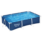 Rectangular blue Bestway Steel Pro frame pool filled with clear water