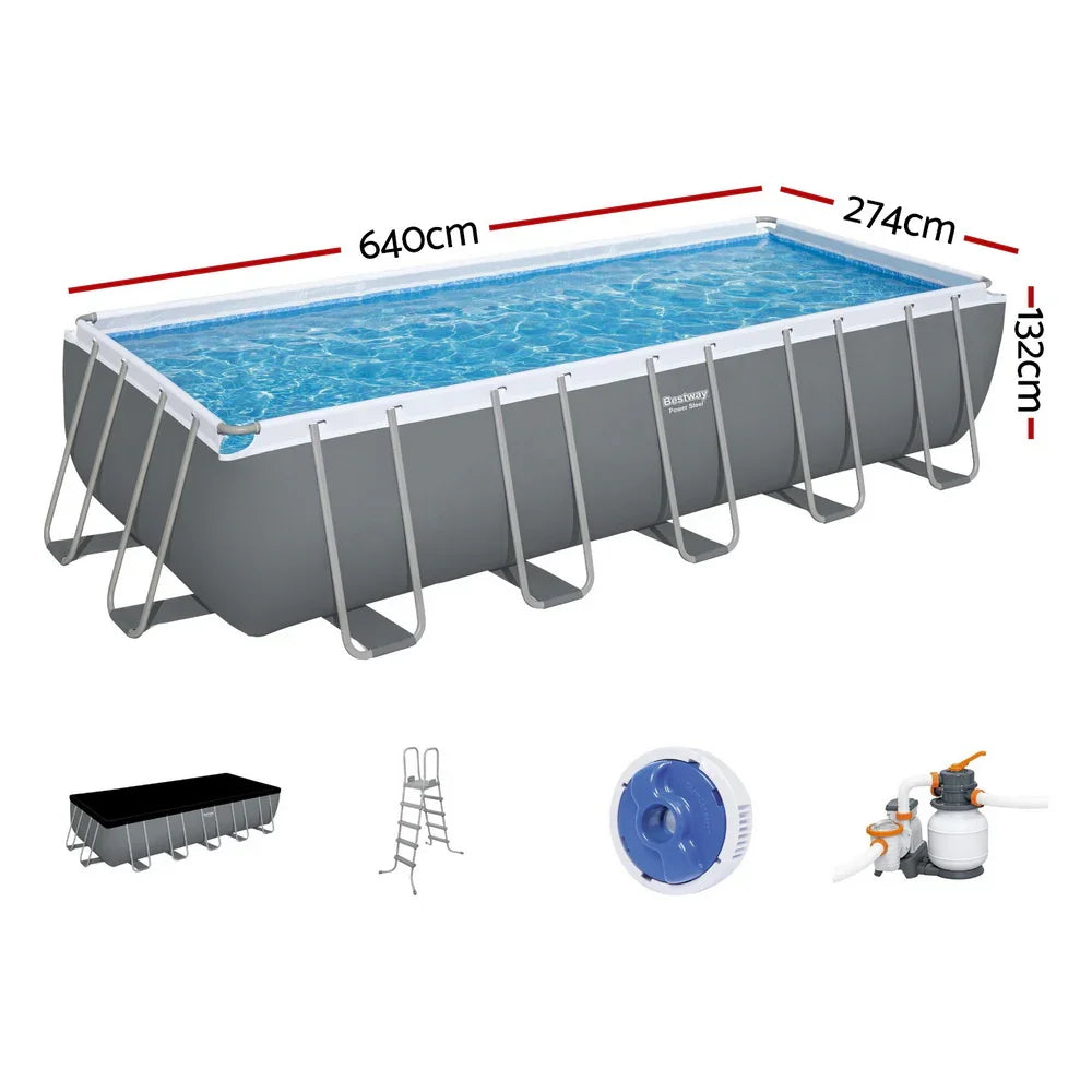 Bestway 640x274x132cm Steel Frame Pool - 19281L with Pump & Ladder