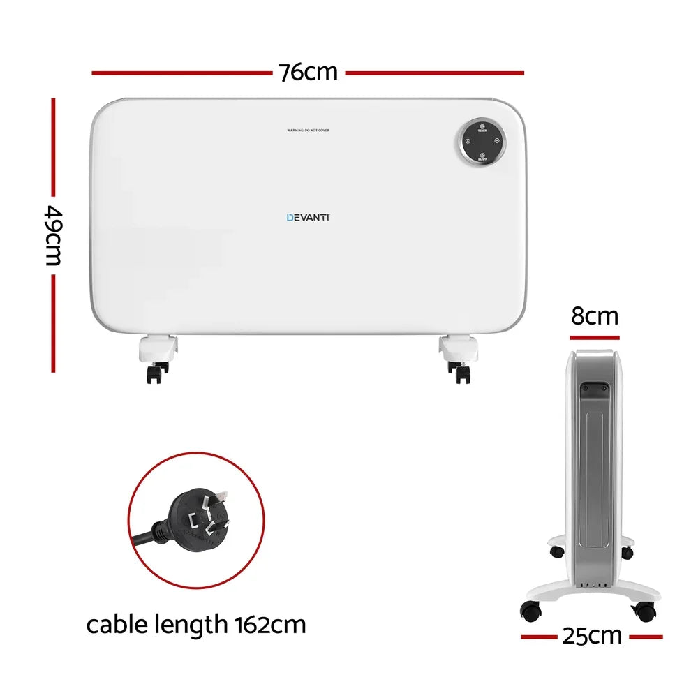 Devanti Electric Convection Heater Panel White 2000W - Flea Market
